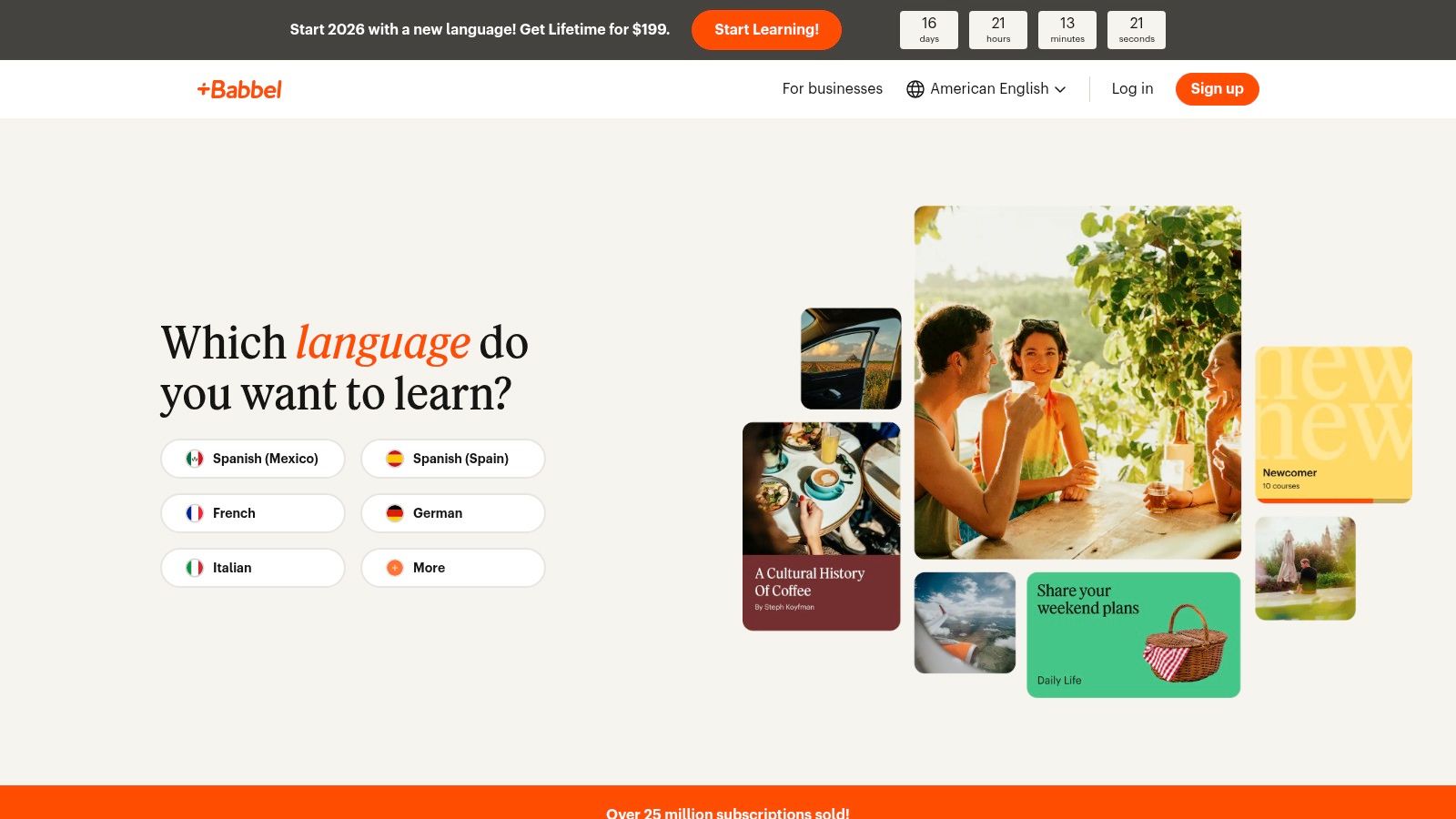 Babbel app interface showing a language lesson in progress