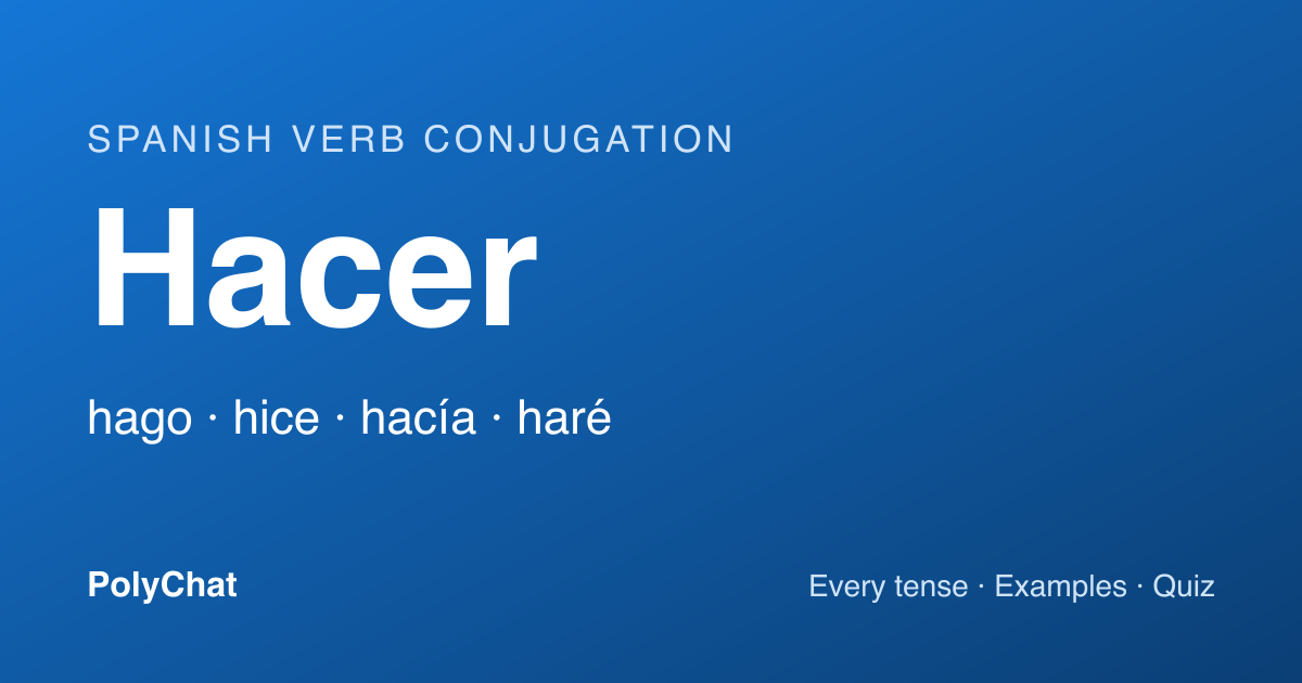 Hacer Conjugation: Hago, Hice, Hacía and Every Tense (Chart)